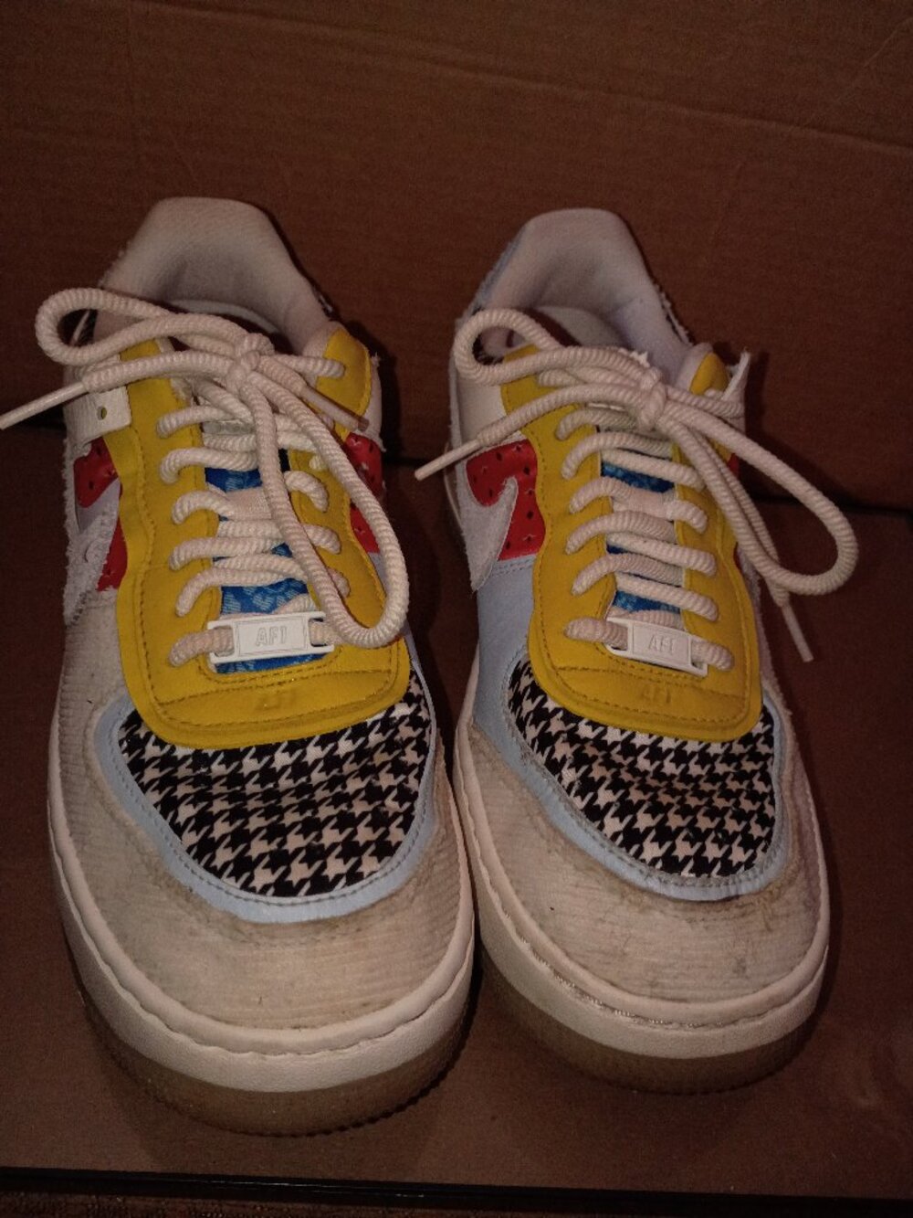 Nike AF1 Shadow Air Force 1 Patchwork White Blue Size 9.5 GS New DM8076-100